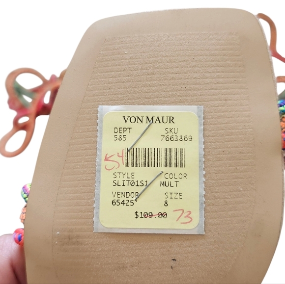 Steve Madden Womens Slit Tie Up Suede Evening Square Toe Colorful Heel Sandals - Picture 2 of 7